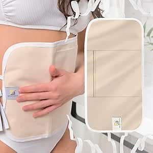 Castor Oil Wrap - Organic Cotton, Reusable Adjustable Pack with Durable Straps and Leak-Resistant Outer Layer, Stomach Wrap for Castor Oil Detox and Wellness (Beige)