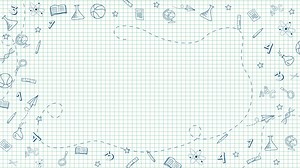 School white grid paper background. Education seamless pattern color line icons. Animated frame with copy space. | Premium Stock Video Footage