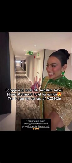 Queen Angelica Lopez day 1 of MGI2026. Check-in in Grand Richmond Hotel ang bongga ng hotel nila pasaboogsh!😍#angelicalopez #mgi2026 #fyp #grandrichmondhotel #fyp
