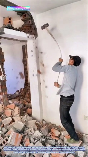 Demolition in Progress: Wall Removal with a Hammer