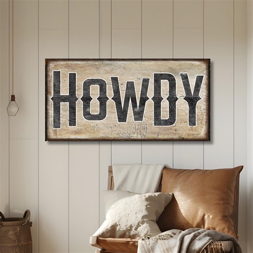Howdy Sign, Western Decor, Western Wall Art, Typography Canvas Wall Art, Southern Home Art, Modern Farmhouse Decor, Ranch Wall Decor - Etsy