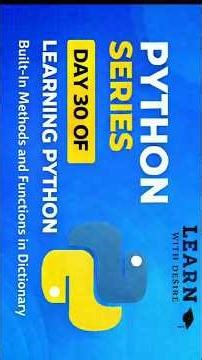 Python Dictionary Part 2 – Built-in Methods & Functions 🚀 #pyton #shorts