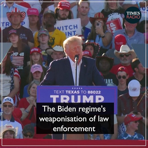 "The only way to stop these arsonists is to rebuke and reject this evil persecution by sending us straight back to the White House to expel the Communists and Marxists." Donald Trump holds a bizarre rally in Waco, Texas. | Times Radio