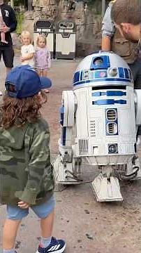 Disneyland 2025 Halloween Time R2D2 Star Wars Galaxy Edge Ship People Watching Walt Disney Fun