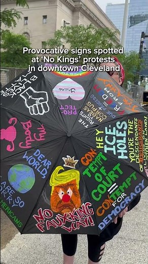 Provocative signs at ‘No Kings’ anti-Trump protests in downtown Cleveland