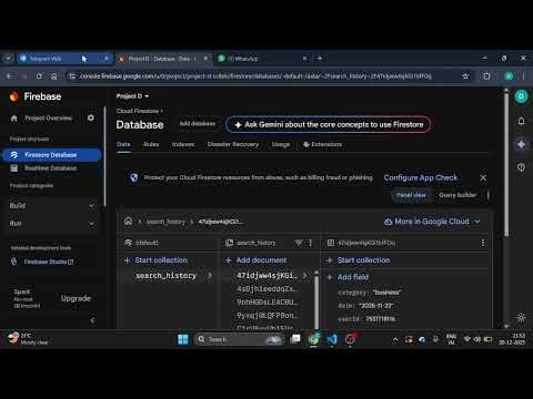 Telegram chat bot using api and firestore database