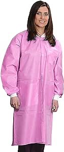 10 Disposable Lab Coats - Durable Knee Length Reusable Lab Coat with Knit Cuffs and Pockets, Unisex | Perfect for Dental, Hospitals, Pharmacies, Labs, Clinics- Raspberry, 5X-Large