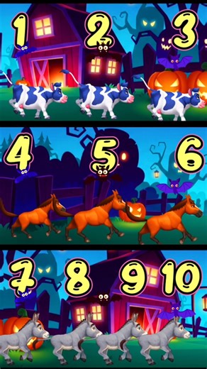 Spooky Farm Animal Counting Song for Kids Cow Horse Donkey Sounds #animalsounds #cocomomokidstv