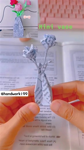 Paper craft: paper mini vase 🌷 #papercraft #handwork #paperfolding #diy #origami #fyp #vase