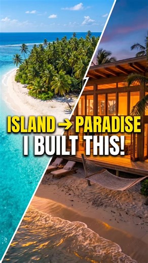 From Empty Island to Dream Beach House 🏝️ | Full Build #ecocabin #travel #shorts