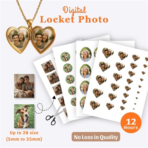 Custom Digital Photo Print | Locket Photo Print | Heart Locket Size Photo | Oval Locket Photo | Locket Pictures for Necklace Gift - Etsy