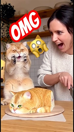 CAT Cake 🎂 | Real Cat Surprised 😹 #cat #ai #catcake #cake