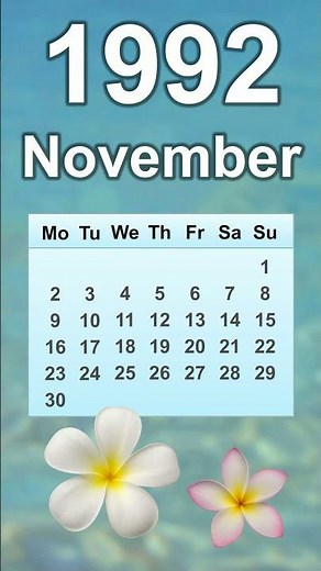 November 1992 Calendar