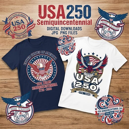 USA 250 Logo, America 250th Anniversary Designs, Semiquincentennial 1776-2026, Patriotic US History PNG, Red White and Blue Digital Graphics - Etsy