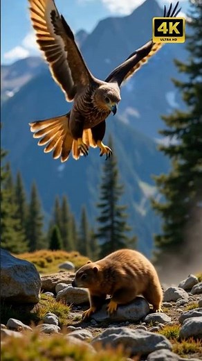 Eagle's Unbelievable Dive! Marmot's Close Call in the Alps #GoldenEagle