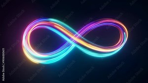 Colorful glowing infinity symbol on dark