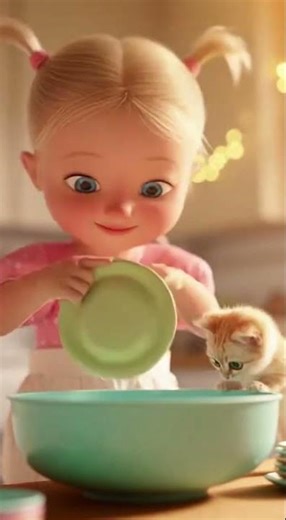 👧 Puppy & Kitten Fun! 🐱 Helping in the Kitchen | ABC_123 #shorts