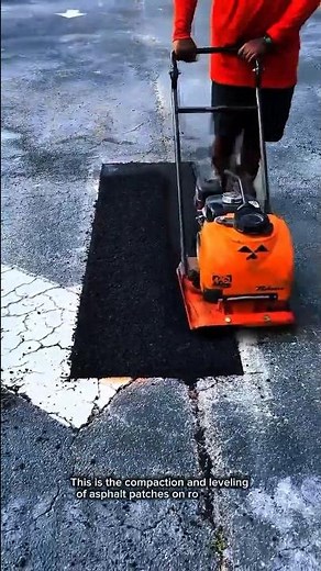 Asphalt Pothole Repair Using Vibratory Plate Compactor | Road Maintenance Process