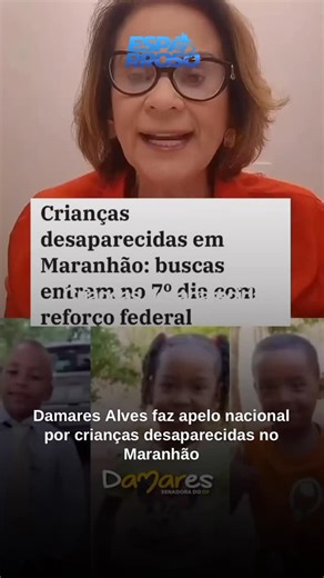 ESPARROSO MARANHÃO on Instagram: "O desaparecimento das crianças em Bacabal ultrapassou os limites do Maranhão e passou a mobilizar o país inteiro. A senadora Damares Alves se manifestou publicamente, pediu a divulgação das imagens e cobrou que o caso continue sendo tratado como prioridade máxima. Quando um tema chega ao cenário nacional, ele passa a ser acompanhado por órgãos federais, imprensa e entidades de proteção à infância, o que aumenta a pressão por respostas e resultados nas buscas. En