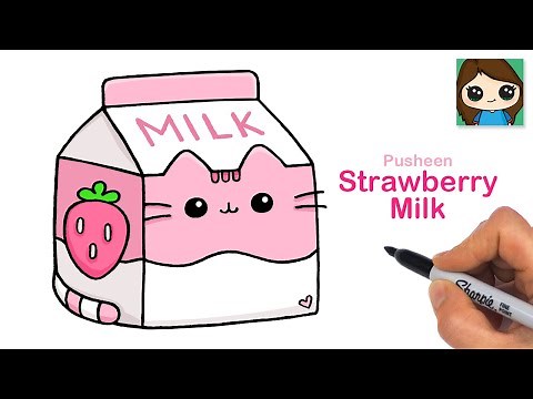 How to Draw Pusheen Strawberry Milk Carton 🍓
