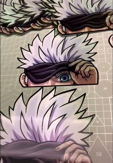 New Design Gojo Satoru 3D Motion Lenticular Sticker with Graphs Moving from Patched Eyes to Open Eye
