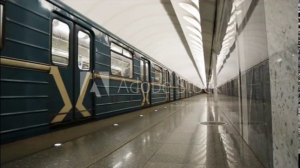 trains and passengers traffic at subway station, time lapse 4k