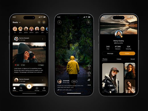 Social Media Mobile App UI Design.