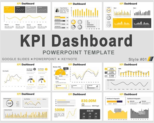 KPI Dashboard Powerpoint Template, KPI Dashboard Kit Powerpoint Templates, Kpi Dashboard Business, Graphs and Charts, KPI Modern Template - Etsy UK