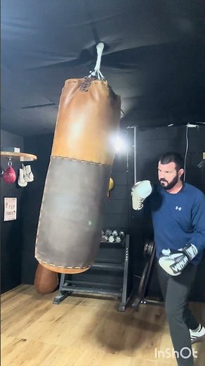 Vintage heavy bag training on this all leather punching bag circa 1920. #boxing #boxingequipment.