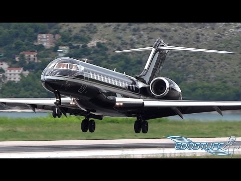 Epic All Black Bombardier BD-700-1A10 Global Express VQ-BKI - Landing at Split Airport SPU/LDSP