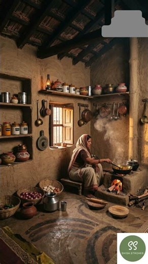 Village House Kitchen & Courtyard Design | Traditional Indian Home Design 🌿