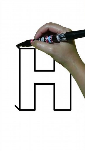 HOW TO DRAW 3D Letter H