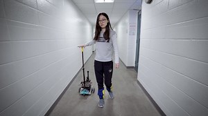 Meet CANINE: the light-touch robotic cane developed by Ph.D. students and researchers at Columbia University. CANINE functions as a walking aid, following the user autonomously and coming to their side if they stumble or are about to fall. This project is a glimpse into the future of robotic medicine and rehabilitation. | ASME (American Society of Mechanical Engineers)