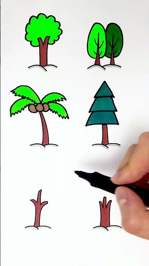 🌳 Easy Way to Draw Trees! 🎨 Fun & Simple Drawing for Kids ✏️✨ #KidsArt #DrawingFun #CreativePlay