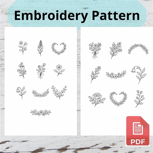 Hand Embroidery Floral Patterns PDF – Printable Embroidery Designs - Etsy