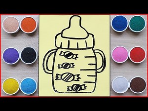 Milk bottle candy sand painting - How to coloring candy so cute - Sand art (Chim Xinh channel)