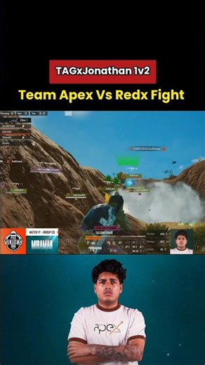 Jonathan 1v2 Redx Esports 😳 Apex Vs Redx Esports Fight 🤯 #bgmi #esports #gaming #jonathan #tagontop