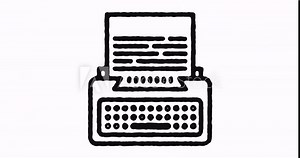 Typewriter outline icon animation footage/video. Hand drawn like symbol animated with motion graphic, can be used as loop item, has alpha channel and it's at 4K video resolution.