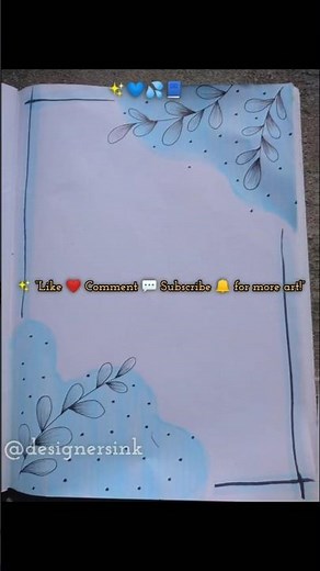 Simple Blue Leaf Border🍃✨Perfect for School Notes#aesthetic#diy#frontpage #design#schoolproject