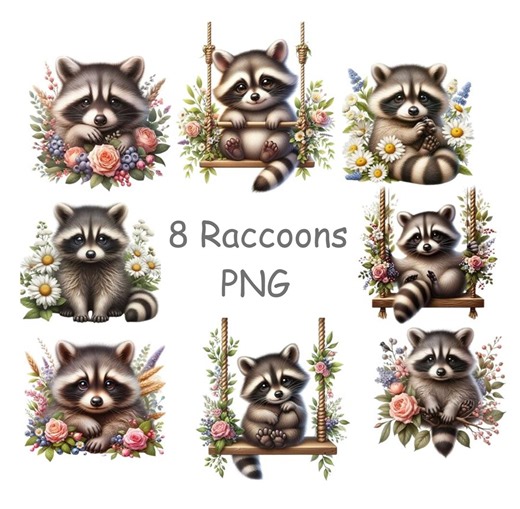 Raccoon Clip Art PNG With Transparent Background for Digital Downloads - Etsy