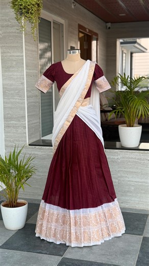 Le Darla - Half Sarees on Instagram: "Dm for half saree Details ✨ Presenting the Cotton Half saree series in coffee brown with half white Colour - A brand new collections of Dhavani series with more colors & patterns is now live Le Darla🤩 Stay connected with Le Darla for more Updates 💕 DM 💌us for enquiries #ledarla #dhavani #cottonhalfsaree #kanchicotton #ledarlaboutique #trendingsongs #halfsarees #dhavanicollections #kanchicotton #cottonsarees #halfsareeslove #traditional #traditionaloutfit 