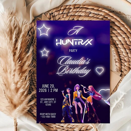 K-pop Demon Hunters Birthday Invitation | Huntrix Birthday Party Template (2 Versions) - Etsy