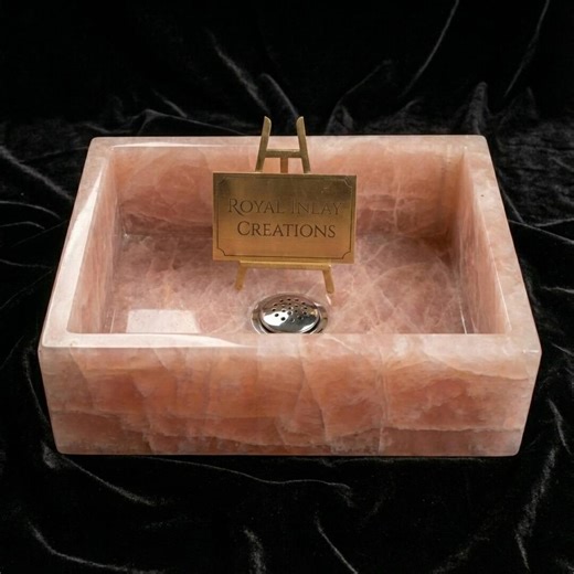 Rose Quartz Square Basin Sink Handmade Crystal Stone Bathroom Vessel Bowl Natural Pink Decor - Etsy