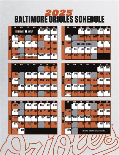 Orioles Announce 2025 Regular Season Schedule
