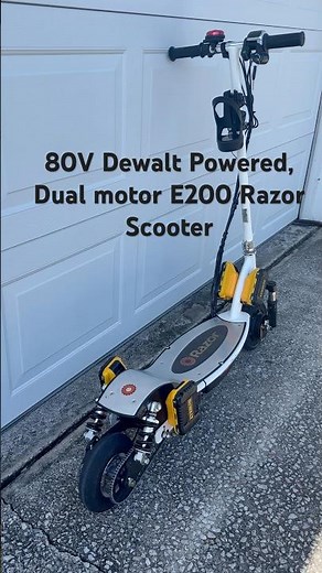 Razor E200 scooter, 80V dual motor Dewalt powered, dual brakes, full suspension, extended swing arm