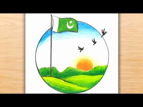 14 August Drawing | Pakistan Independence Day Drawing Easy | Jashn e Azadi Mubarak | Poster Drawing