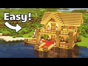 Minecraft: How to build a Lakeside Starter House! | Tutorial 🏡