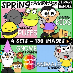 Cute Spring Clipart Bundle - Cuddlebugs Collection | Spring Kids, Animals & More