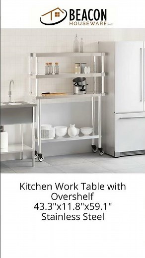 Kitchen Work Table with Overshelf 43.3"X11.8"X59.1" Stainless Steel