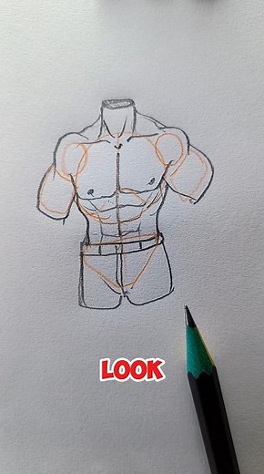 🧊 Cool & Easy Way to Draw a Muscular Male Body #art #foryou #shorts #awesome #drawing #satisfying